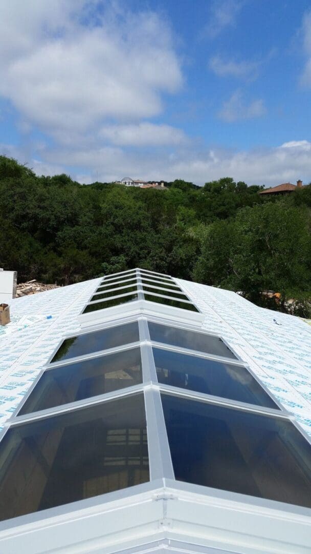 A view of the roof from below, looking up.