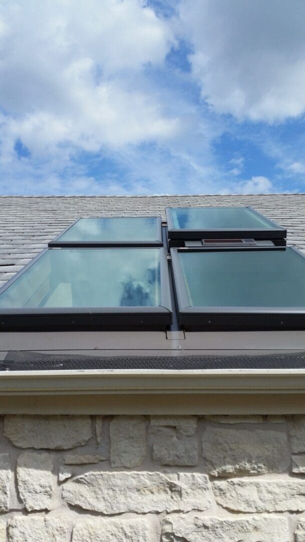 A skylight that is on the side of a building.