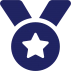 A blue medal with a star on it.